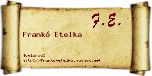 Frankó Etelka névjegykártya